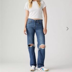 Levi’s Low Pro Straight Jeans Size 27 NWT Distressed Knee Straight Leg Denim
